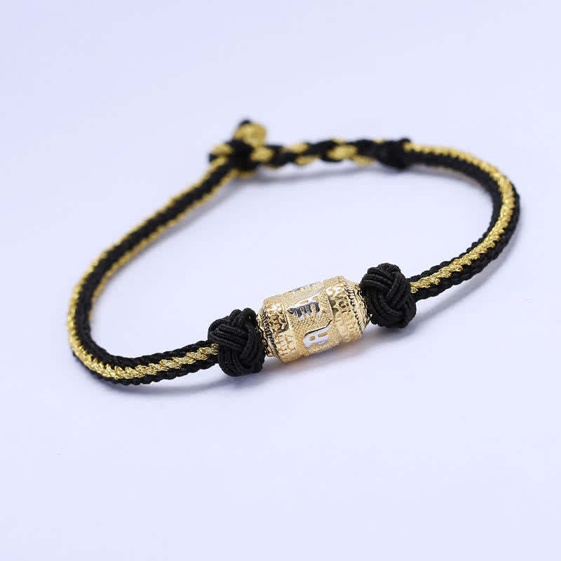 925 Sterling Silver Om Mani Padme Hum Prayer Wheel Luck Strength Red String Bracelet