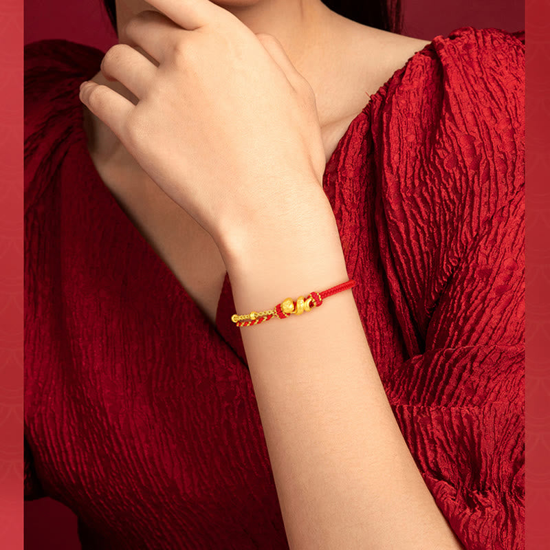 999 Gold Beads Red String Year Of The Snake Luck Bracelet
