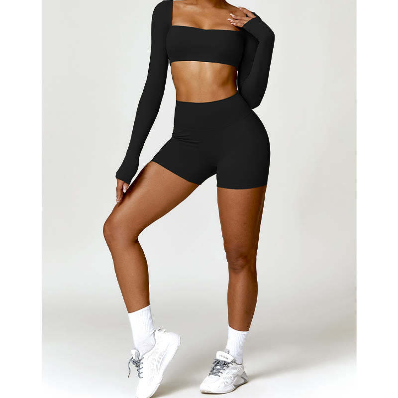 Gym Sports Yoga Backless Bra Crop Tank Top Shorts