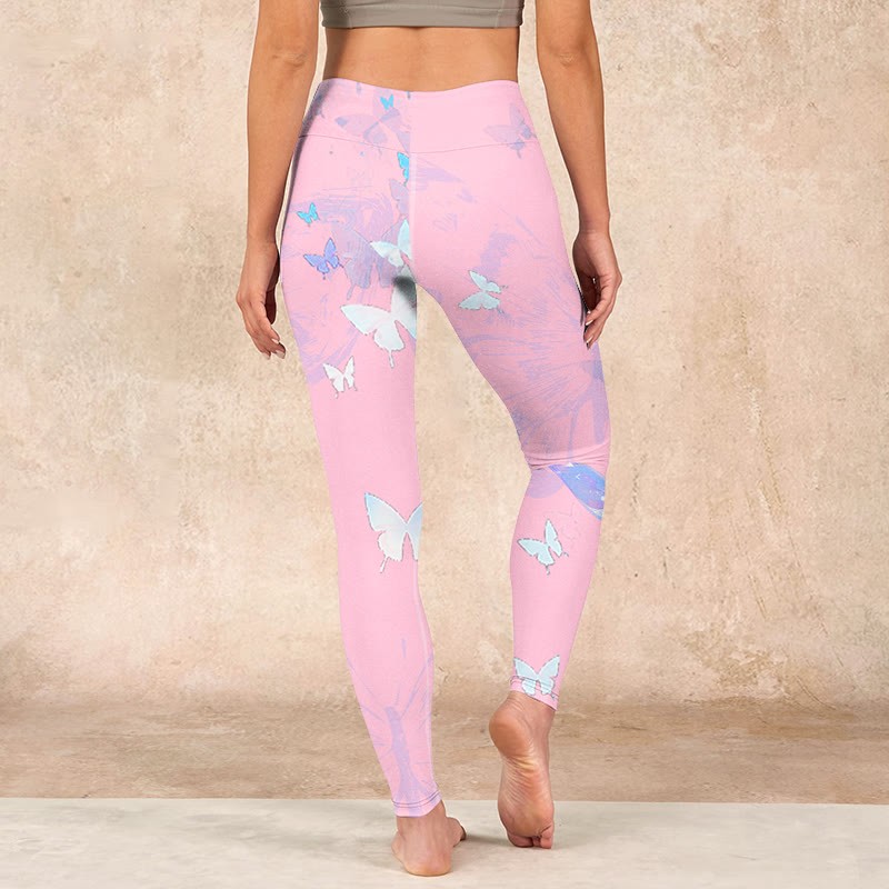 Butterfly Print Gym Leggings Women's Yoga Pants