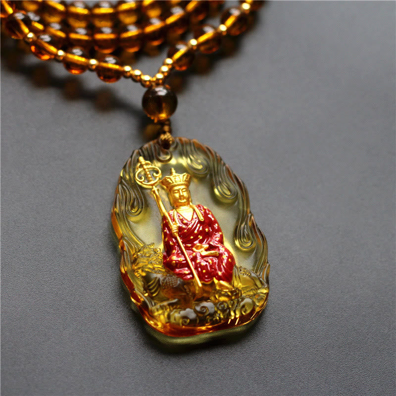 Ksitigarbha mystic zen Liuli Crystal Compassion Amulet Necklace Pendant