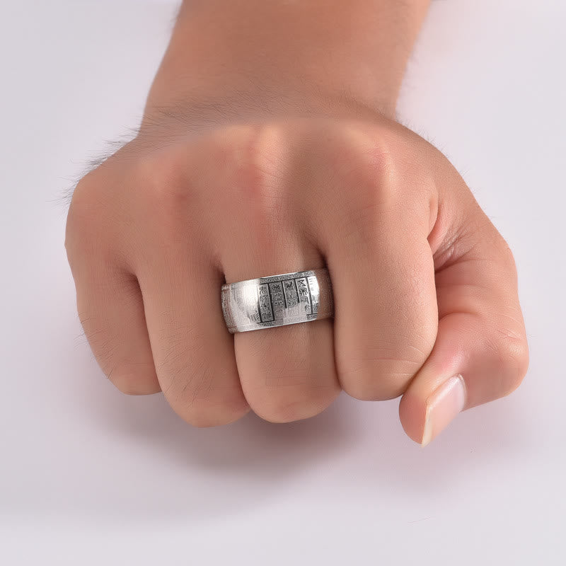 Chinese Characters Engraved Pattern Titanium Steel Balance Ring