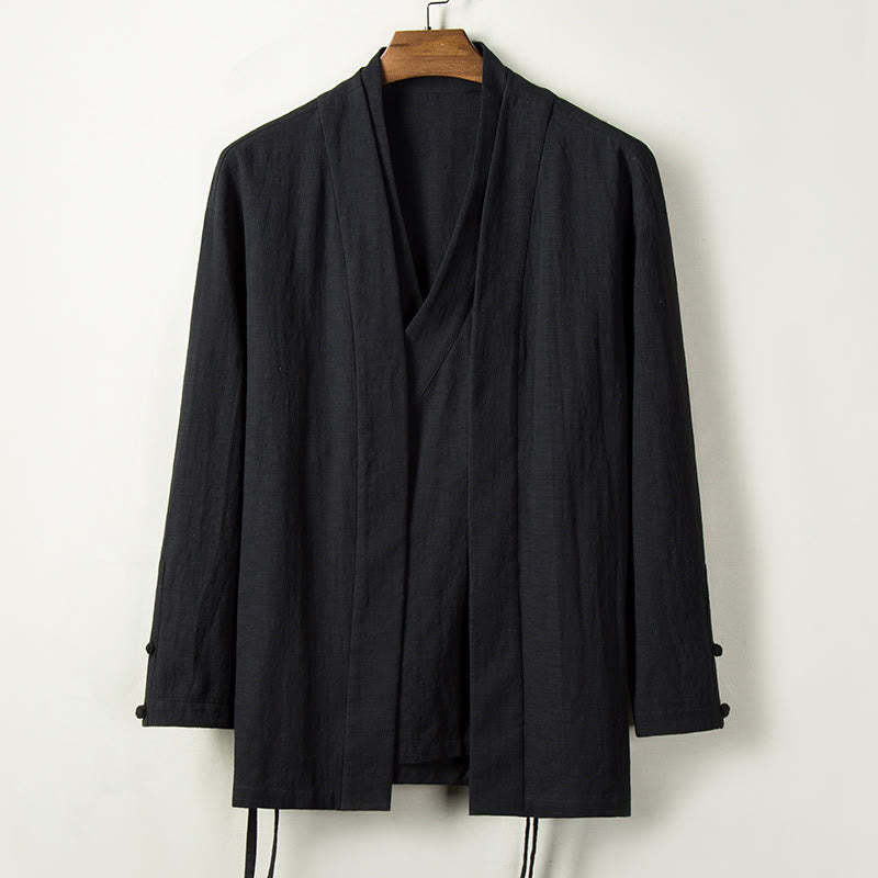 Fall Chinese Hanfu Cotton Linen Men Jacket Clothing