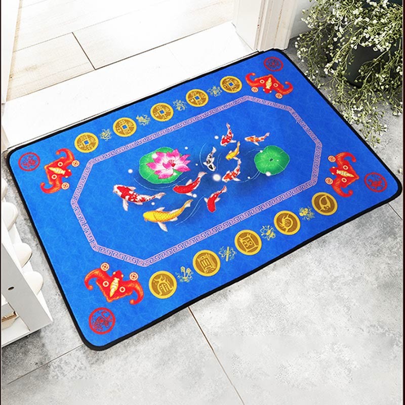 Five Elements Lucky Crane Gourd Kirin Dragon Axe Nine Koi Fish Non-slip Foot Pad Doormat