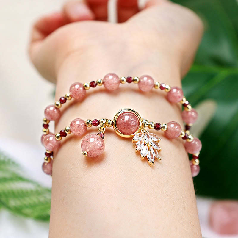 Healing of Love Strawberry Quartz Double Wrap Bracelet
