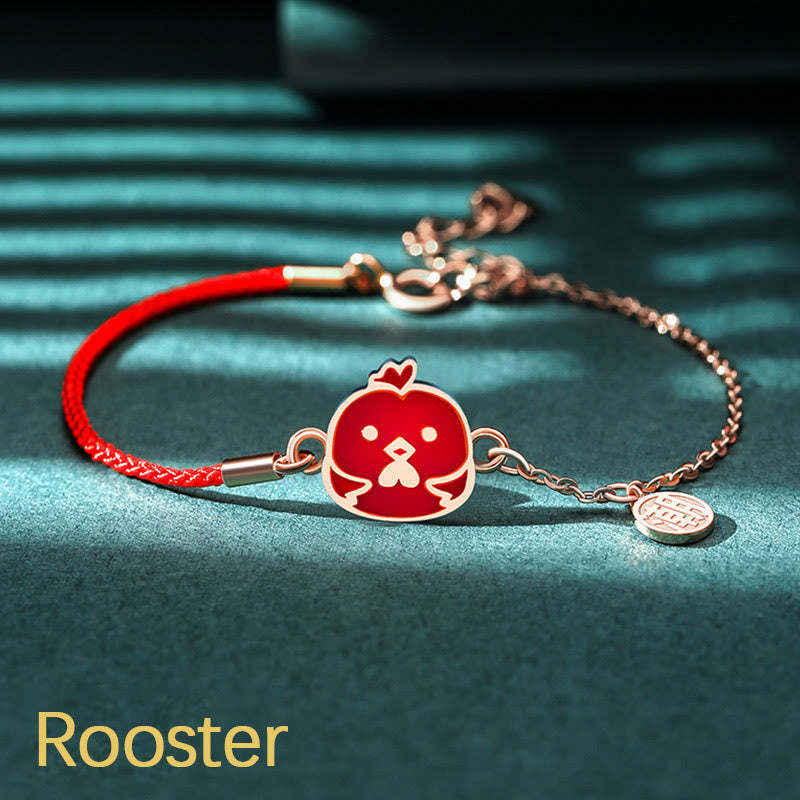 925 Sterling Silver Color-changing Chinese Zodiac Luck Protection Red String Chain Bracelet