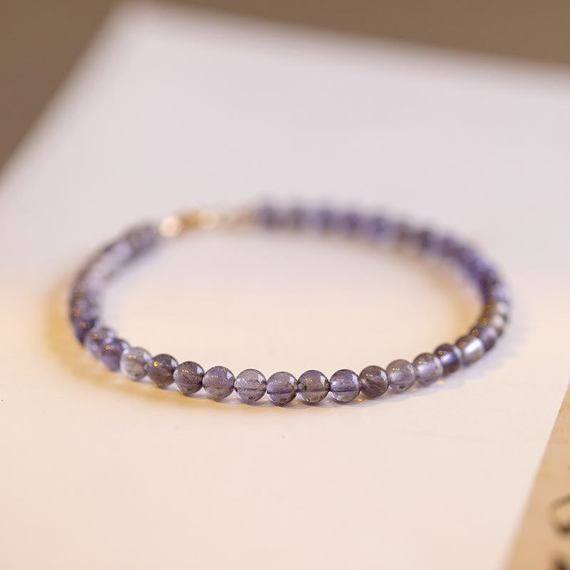 3mm Amethyst Iolite Ultra-thin Beads 14k Gold Plated Copper Communication Bracelet