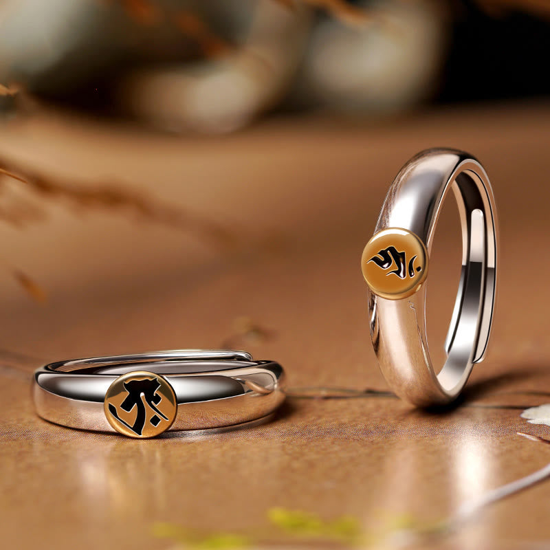 Tibetan Om Mani Padme Hum Carved Chinese Zodiac Natal mystic zen Peace Ring