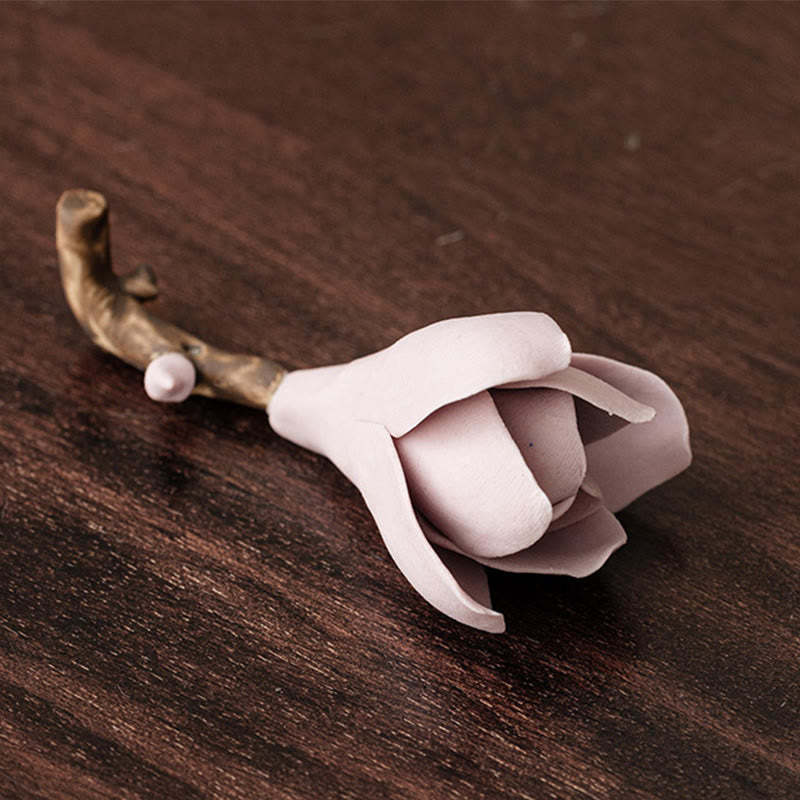 Gardenia Flower Pattern Ceramic Healing Incense Burner Decoration