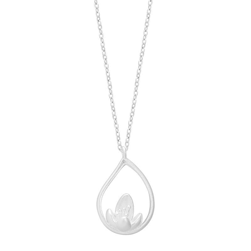 925 Sterling Silver Lotus Flower Floral Enlightenment Necklace Pendant