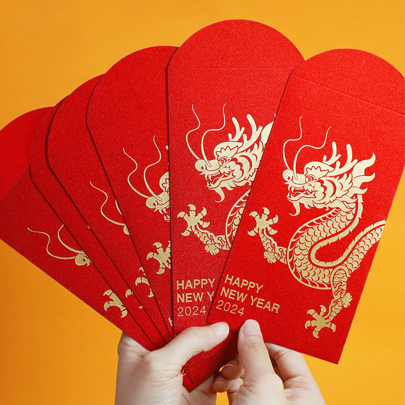 6Pcs Chinese Red Envelope Year of the Dragon Lucky Money Envelopes 2024 Chinese New Year Dragon Year Envelope