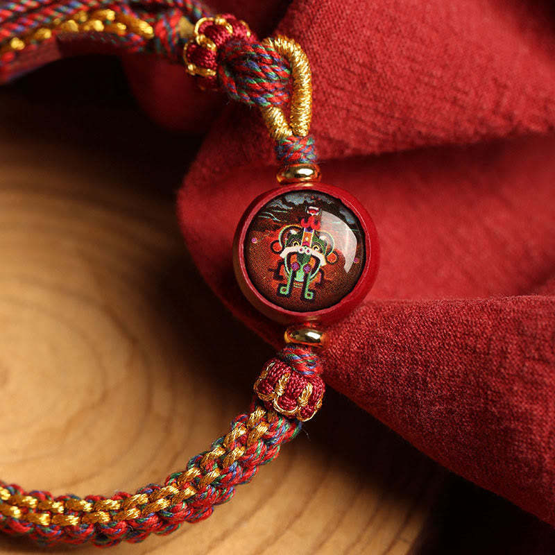 Colorful Rope Cinnabar Thangka Blessing Braided Bracelet