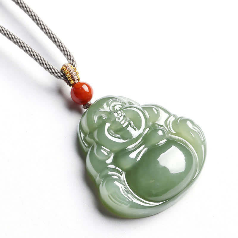 Laughing mystic zen Hetian Jade Abundance Necklace String Pendant