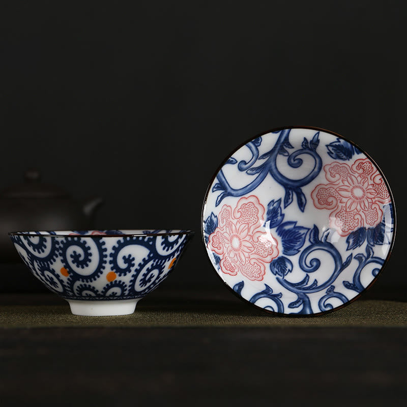 Flowers Fu Character Mountains Lotus Cherry Blossoms Ceramic Teacup Kung Fu Tea Cup