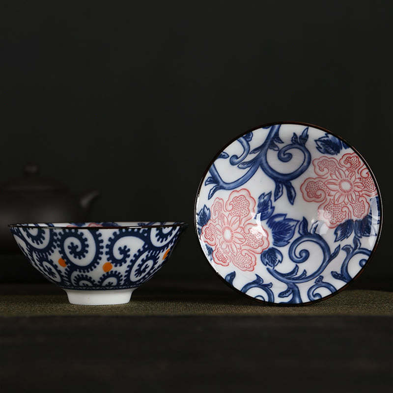 Flowers Fu Character Mountains Lotus Cherry Blossoms Ceramic Teacup Kung Fu Tea Cup