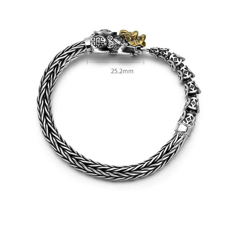 925 Sterling Silver PiXiu Copper Coins Ingot Wealth Bracelet Bangle