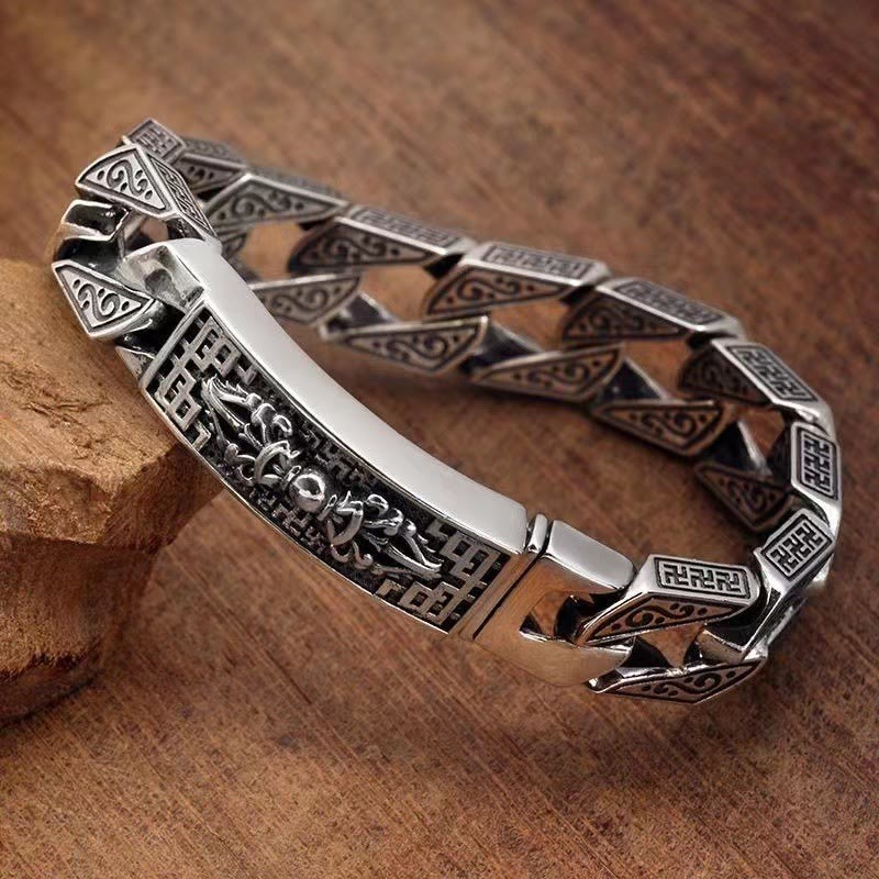 Tibetan Om Mani Padme Hum Dorje Vajra Swastika Carved Purity Bracelet