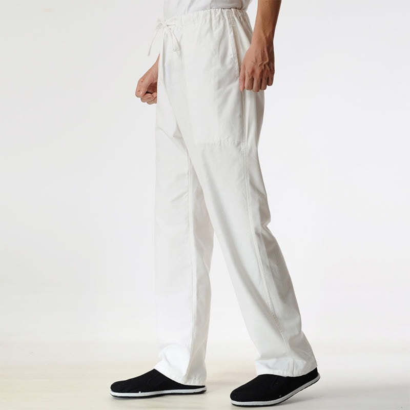 Fall Solid Color Men's Drawstring Pants With Pockets