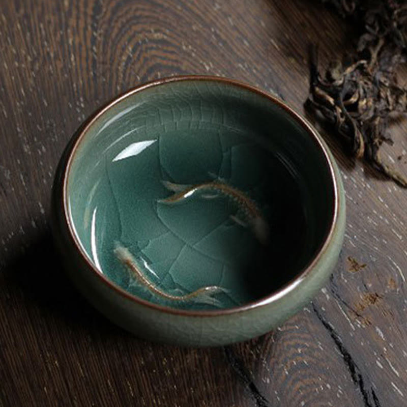 Colorful Koi Fish Ceramic Teacup Kung Fu Tea Cup Bowl
