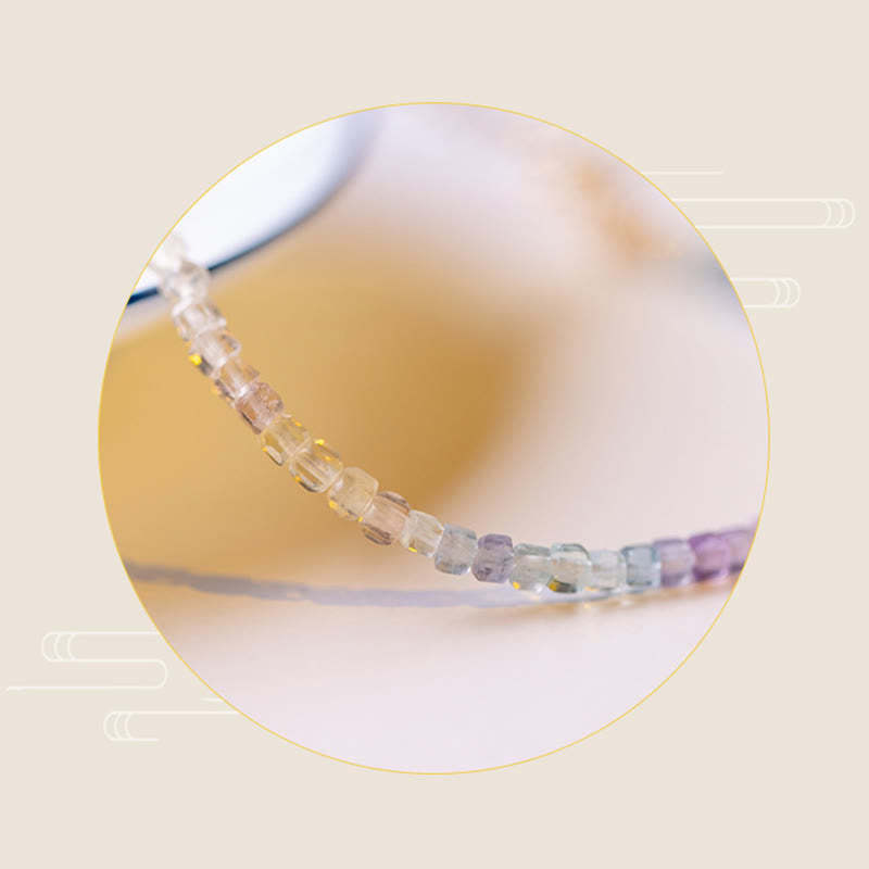 2.5mm Fluorite Ultra-thin Beads 14k Gold Plated Copper Heart Power Bracelet