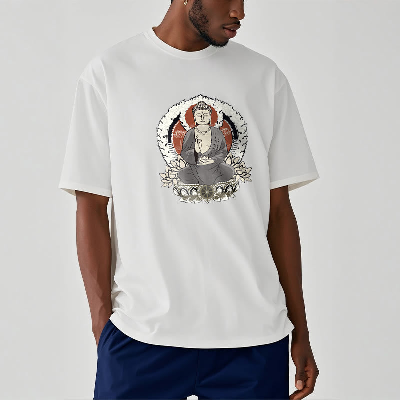 Meditating mystic zen Sitting With Lotus Pattern Tee T-shirt