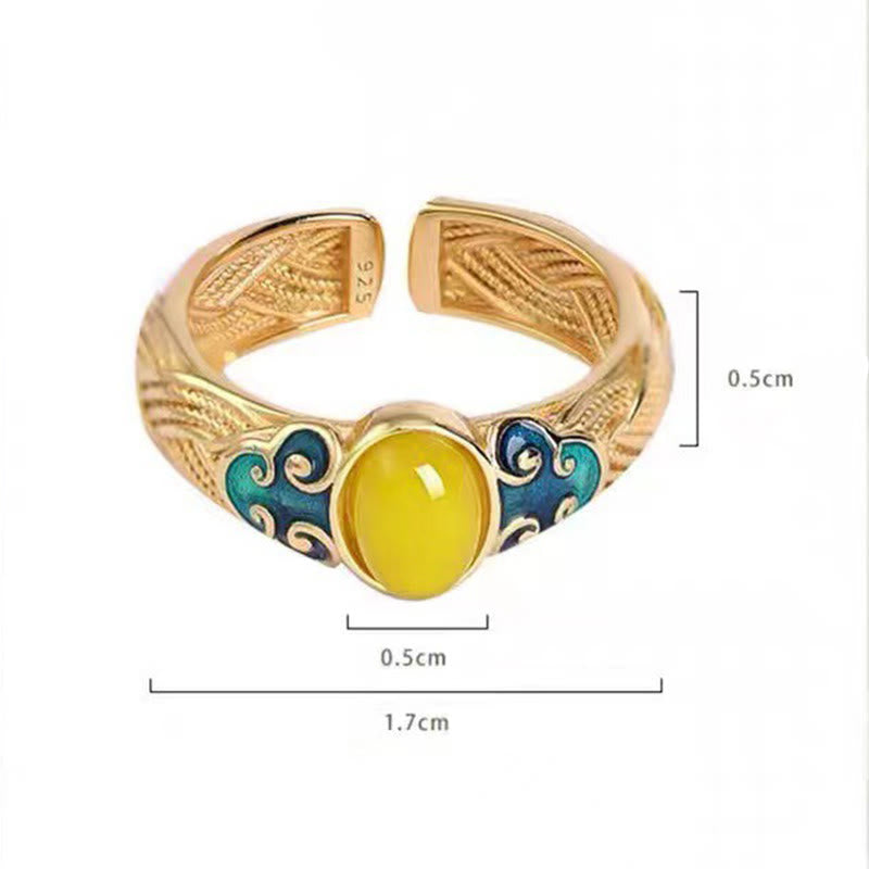 Amber Copper Auspicious Clouds Focus Adjustable Ring