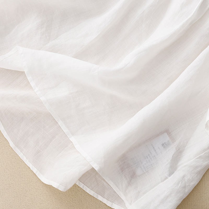 Casual Plain Loose Women's V-Neck Design Half Sleeve Cotton Linen Shirt