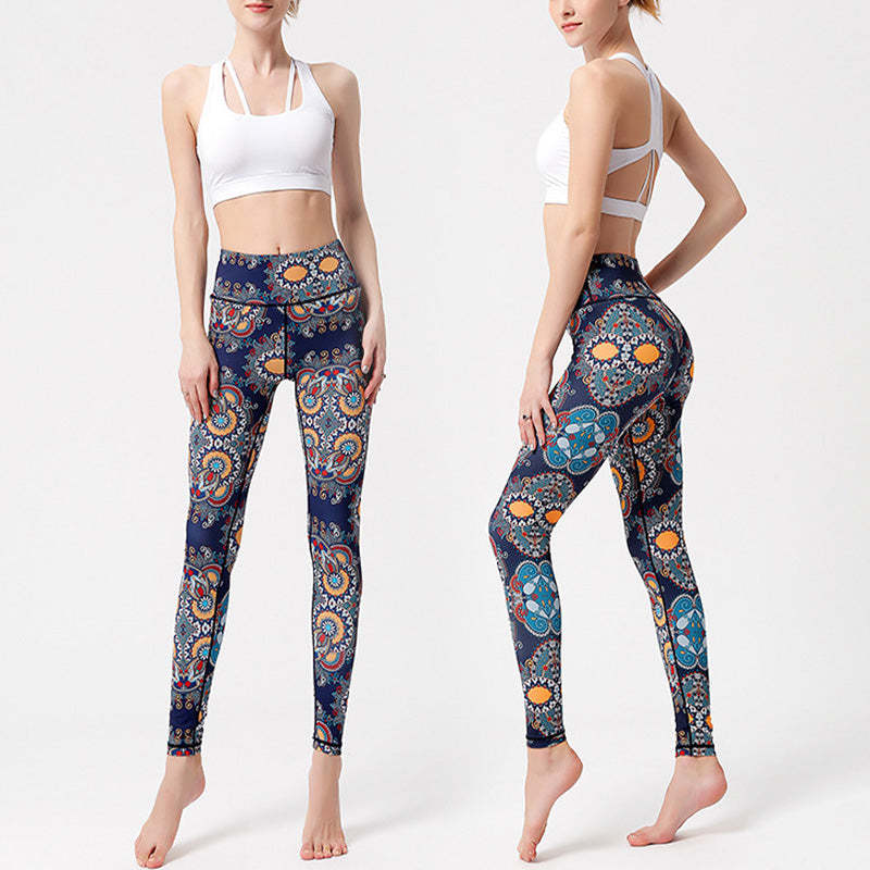 Flowers Leaves Birds Print Pants Sports Fitness Yoga Dance Leggings Women's Yoga Pants