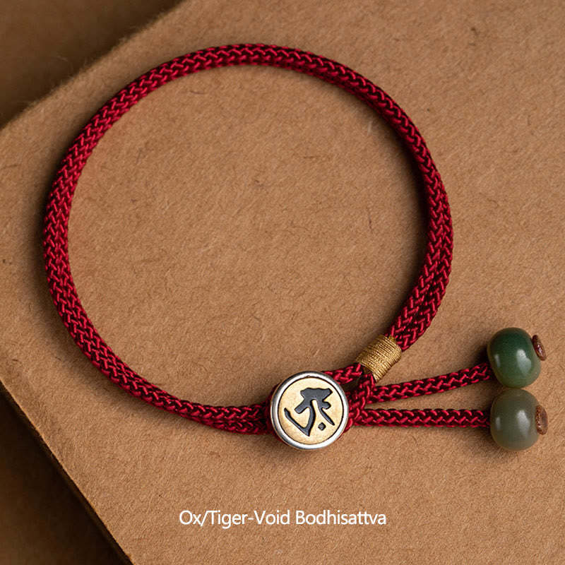 925 Sterling Silver Handmade Chinese Zodiac Natal mystic zen Cyan Bodhi Seed Protection Braided Red String Bracelet