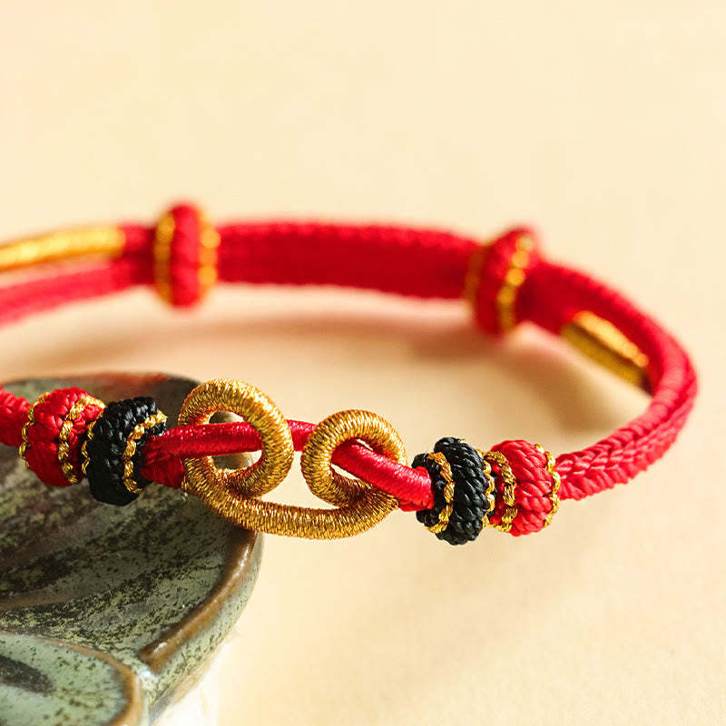 Handmade Ingot Pattern Braided String Protection Bracelet