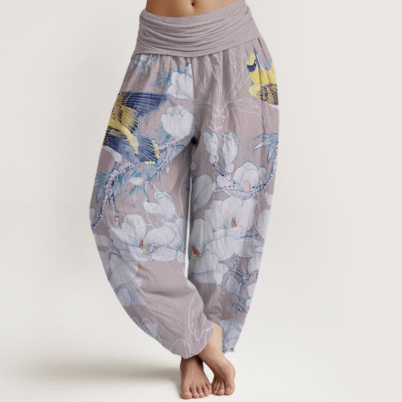 Casual Magnolia Yellow Bird Women's Elastic Waist Harem Pants