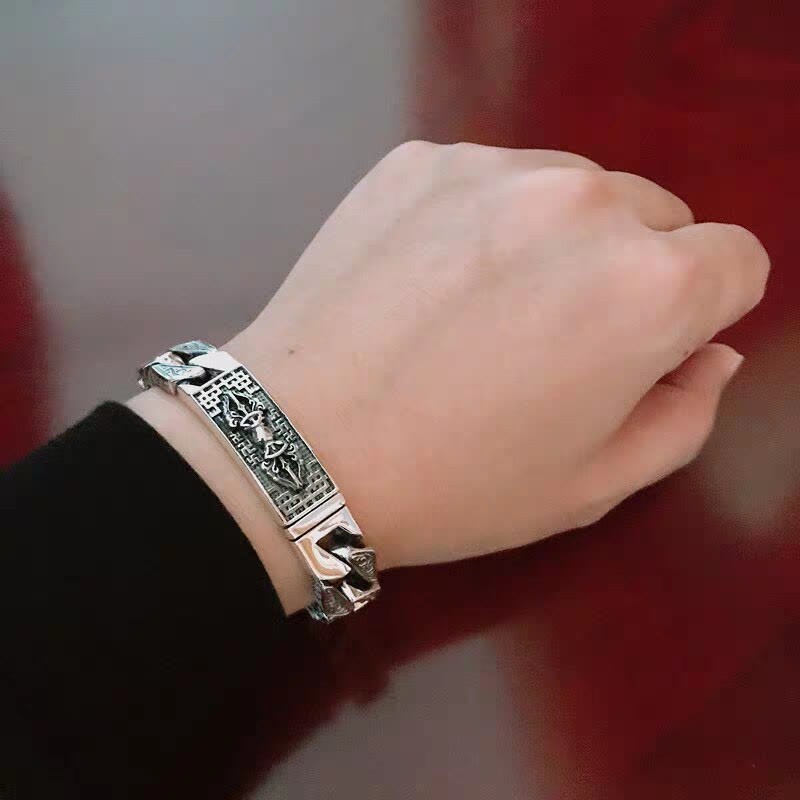 Tibetan Om Mani Padme Hum Dorje Vajra Swastika Carved Purity Bracelet