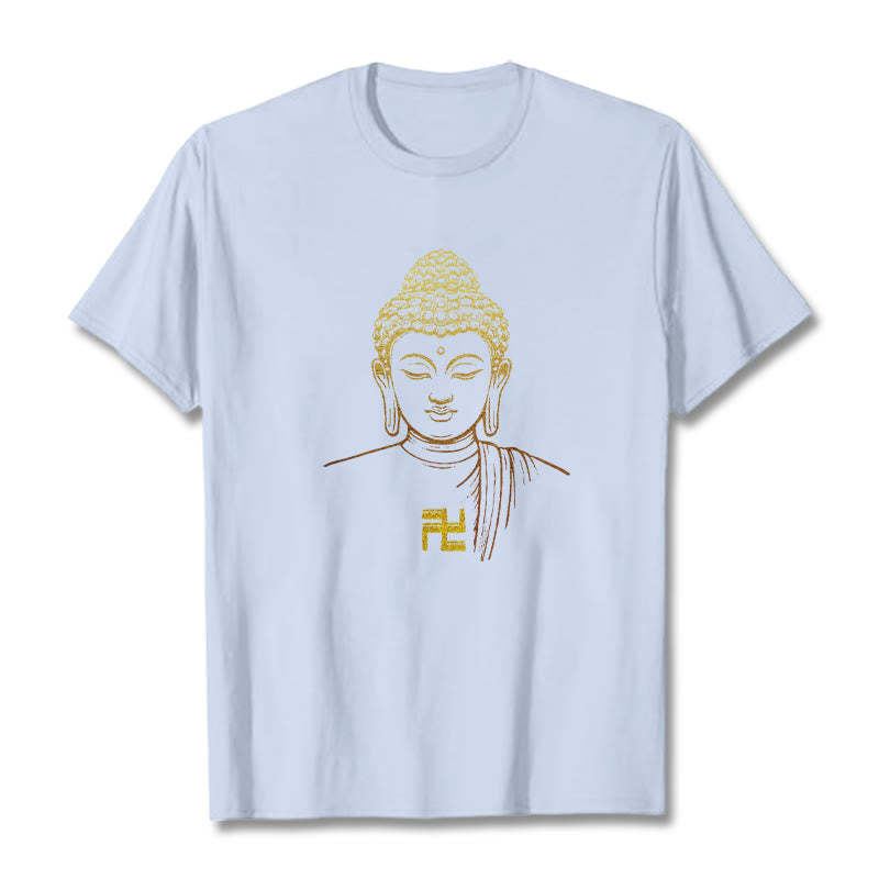 Swastika Pattern Golden mystic zen Cotton Tee T-shirt