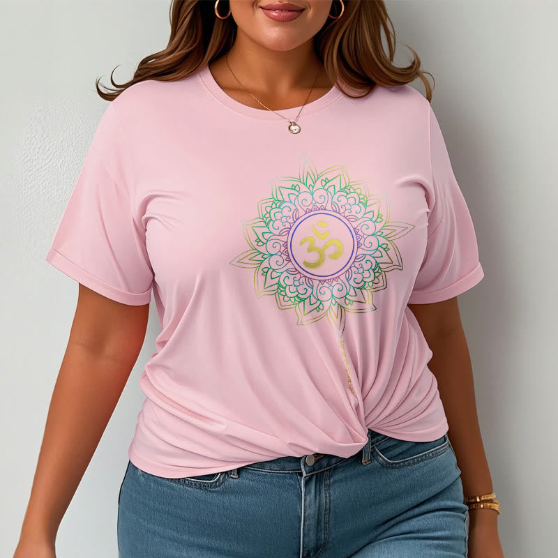 OM Yellow Green Gradient Lotus Cotton Tee T-shirt