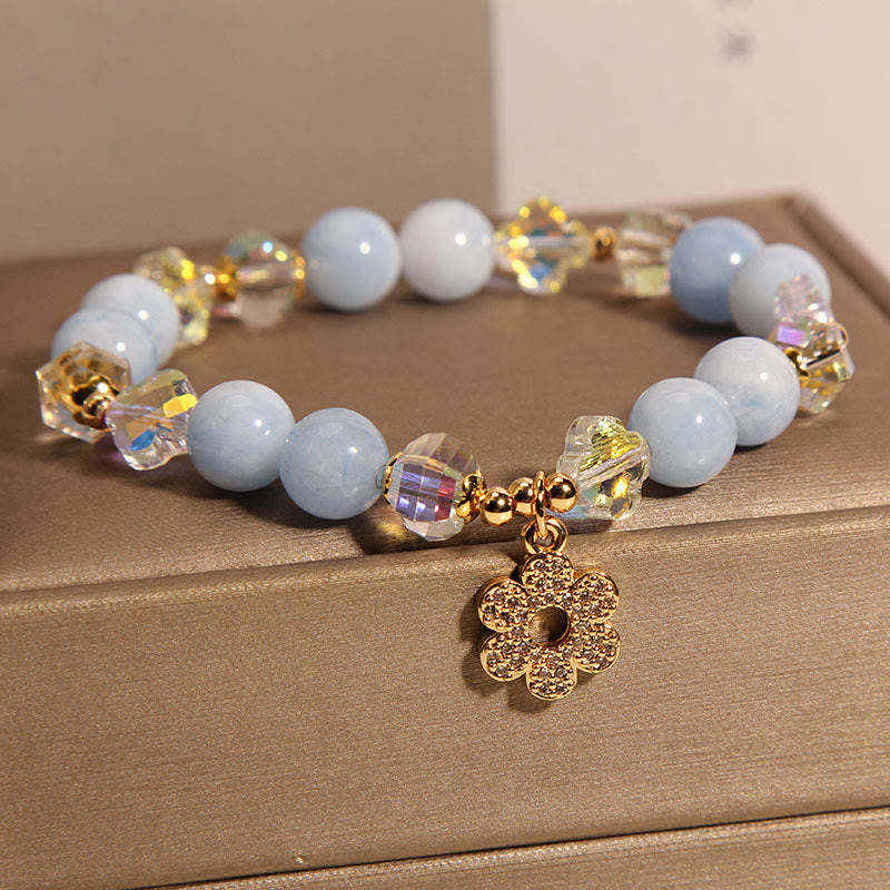 Natural Aquamarine Flower Healing Crystal Bracelet