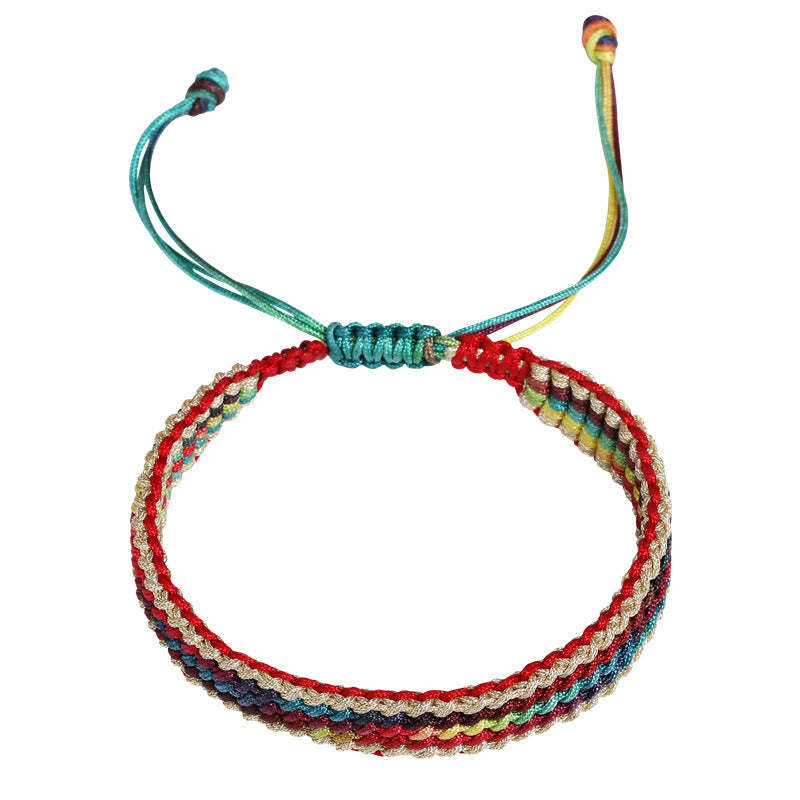 Tibet Handmade Rainbow Multicolored Protection Braided String Bracelet