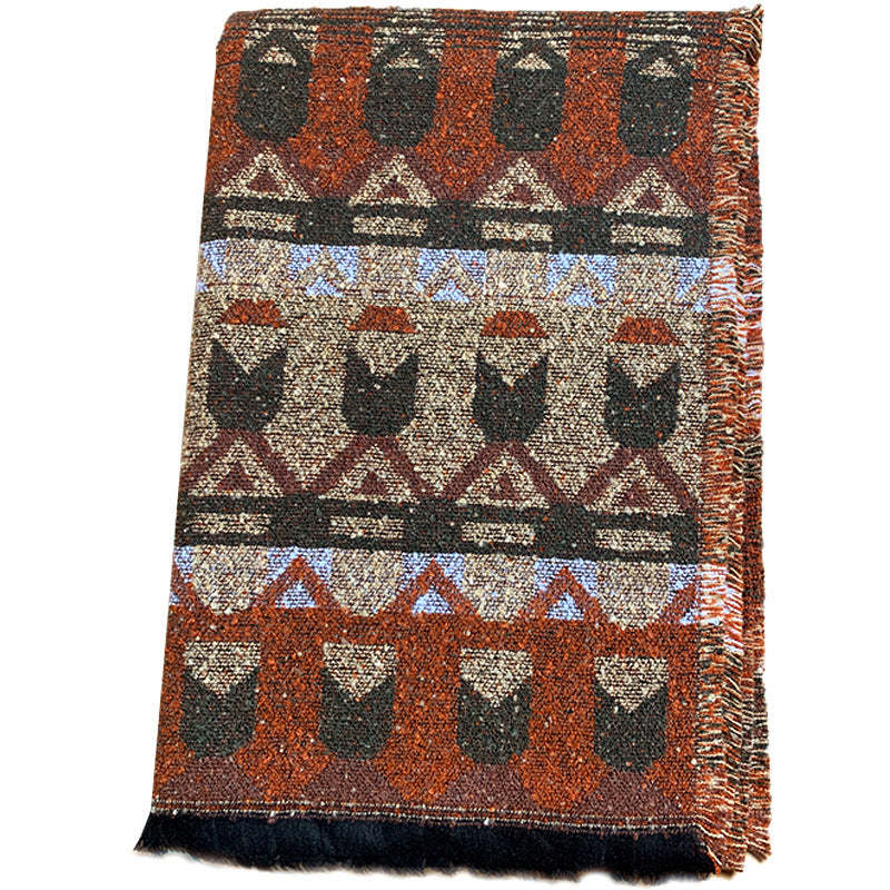 Tibetan Shawl Classic Geometry Pattern Winter Cozy Travel Scarf Wrap