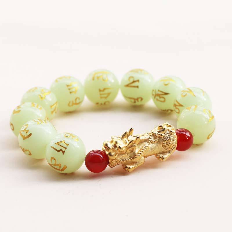 FengShui Lucky Pixiu Glowstone Wealth Bracelet