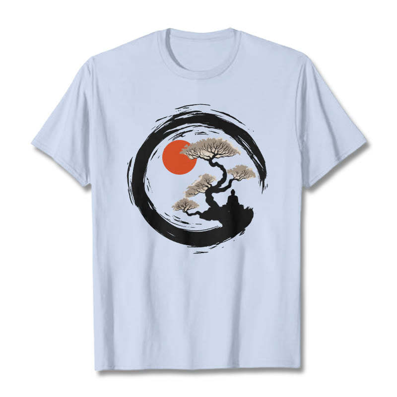 Red Sun Pine Zen Circle Meditation mystic zen Tee T-shirt