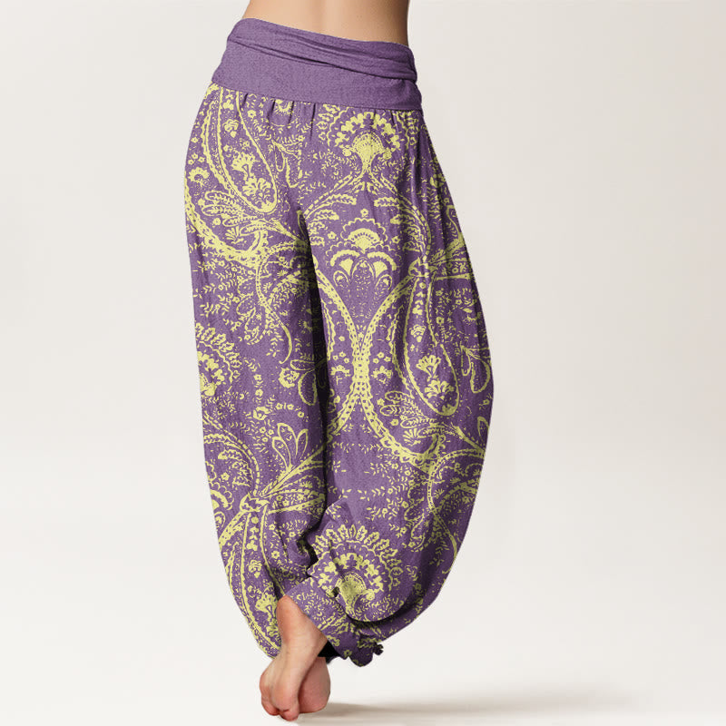 Flowers Paisley Patterns Women's Elastic Waist Harem Pants