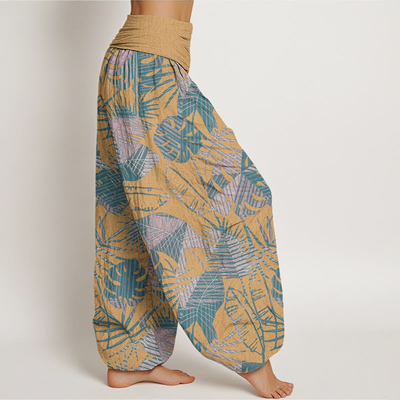 Leaves Pattern Women's Elastic Waist Harem Pants