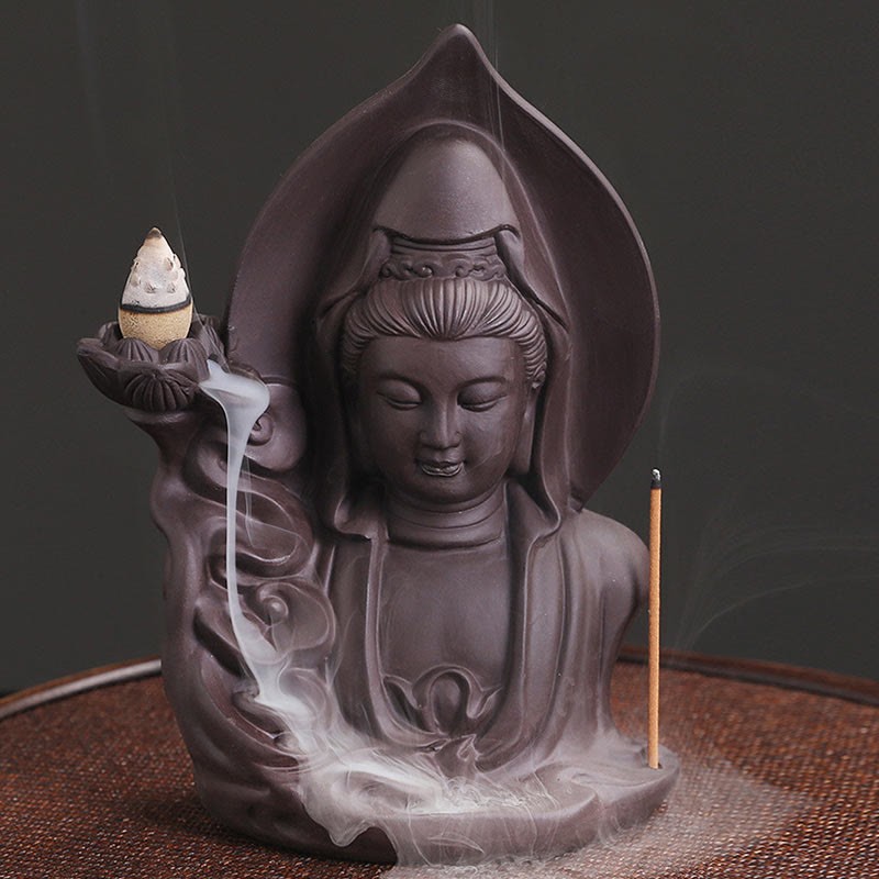 Tibetan Avalokitesvara mystic zen Lotus Healing Backflow Smoke Fountain Incense Burner