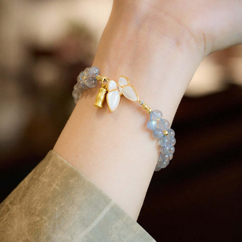 Natural Moonstone Butterfly Bamboo Healing String Bracelet