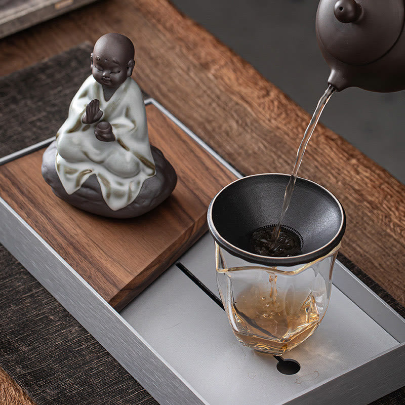 Little Zen Monk Hat Strainer Ceramic Tea Accessories Figurine Home Decoration