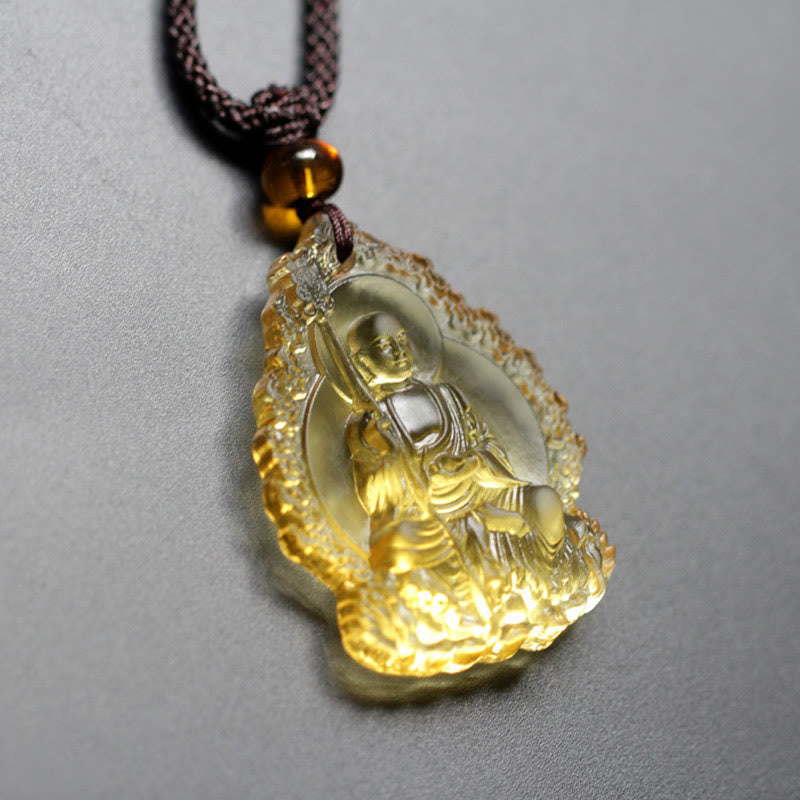 Ksitigarbha mystic zen Liuli Crystal Serenity Amulet Necklace Pendant