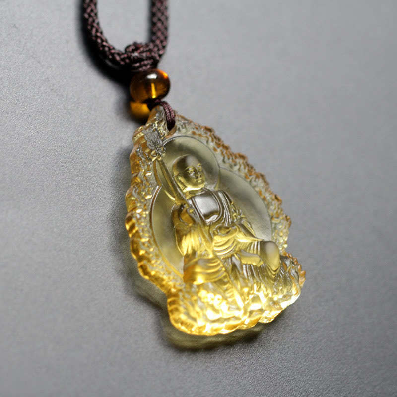 Ksitigarbha mystic zen Liuli Crystal Serenity Amulet Necklace Pendant