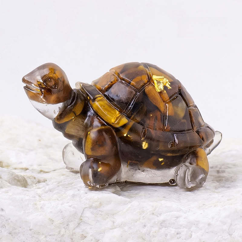 Natural Crystal Gravel Drip Resin Small Turtle Decoration Statue