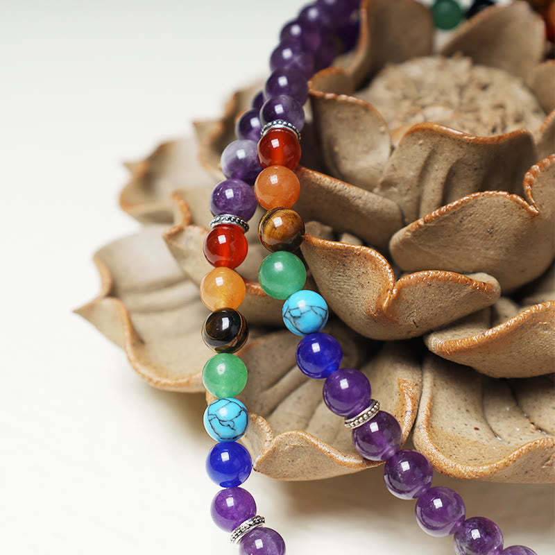 Healing Crystal Mala Prayer Beads 108 Meditation Healing Multilayer Bracelet Necklace