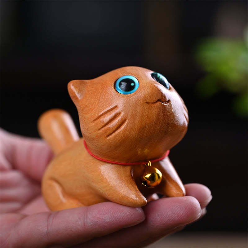 Small Cute Confident Sleeping Cat Sandalwood Healing Home Decoration