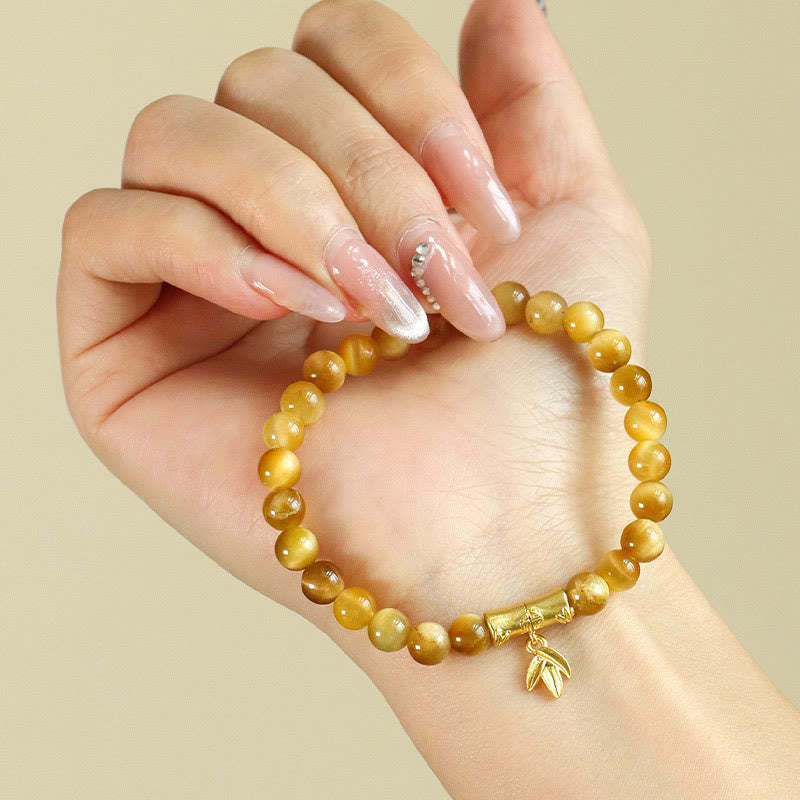 Tiger Eye Fu Character Bamboo Koi Fish Lotus Om Mani Padme Hum Protection Bracelet